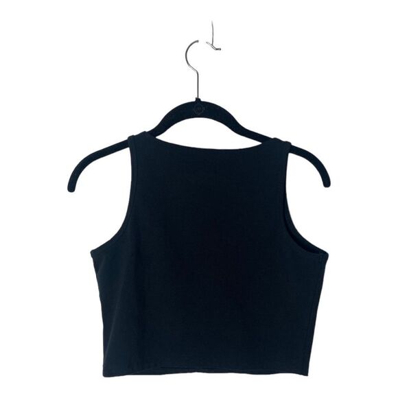 Forever 21 Black Ribbed High Neck Crop Tank Top - Size L - Picture 3 of 4